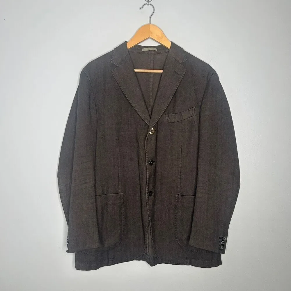 Boglioli Milano COAT Jacket EU52 Herringbone Cotton Blazer